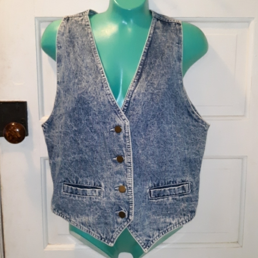 Vintage 1980s stone wash vest medium